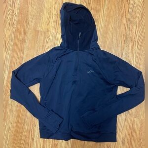 Brooks running hooded thermal quarter zip long sleeve running top Navy size S
